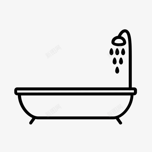 浴缸浴室家具图标svg_新图网 https://ixintu.com 家具 家用 浴室 浴缸 淋浴