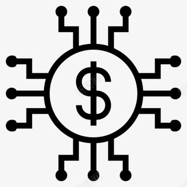 数字货币商业联系数字商业图标图标