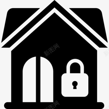 房子锁家庭安全房子关闭图标图标