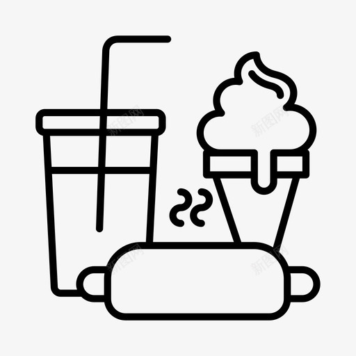 食品饮料热狗图标svg_新图网 https://ixintu.com 体育场 冰淇淋 小贩 热狗 食品 饮料