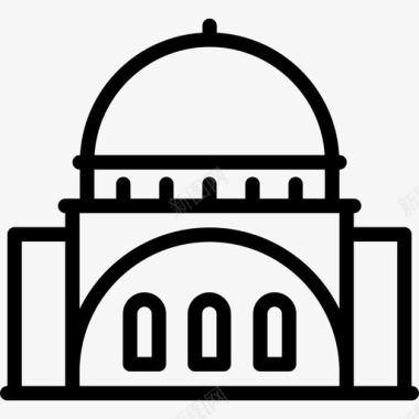 线性建筑线性犹太教堂图标图标