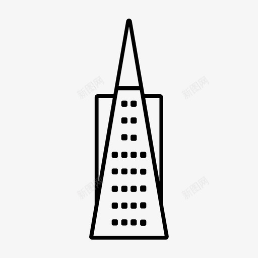 泛美金字塔建筑城市图标svg_新图网 https://ixintu.com 城市 塔楼 建筑 摩天大厦 旧金山 泛美金字塔