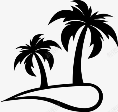 椰子树海滩岛图标图标
