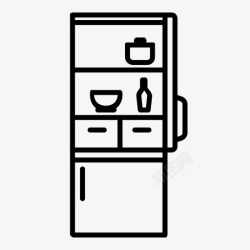 简单开放式厨房设备采购产品冰箱食物冰箱图标高清图片