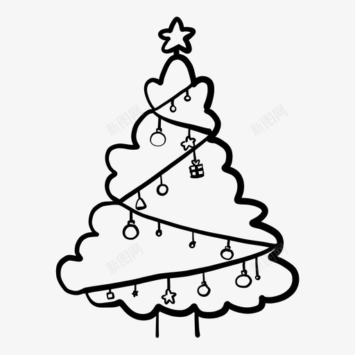 圣诞树装饰礼物图标svg_新图网 https://ixintu.com 圣诞树 灯 礼物 装饰
