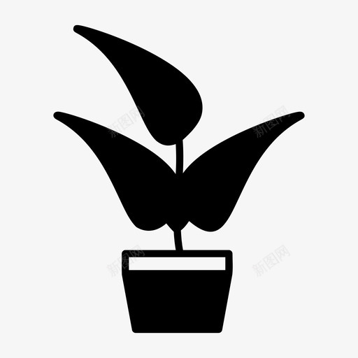 盆栽植物室内植物叶子图标svg_新图网 https://ixintu.com 叶子 室内植物 盆栽植物 花瓶