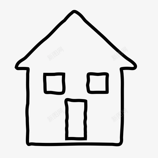房子手绘家图标svg_新图网 https://ixintu.com 家 房子 手绘 素描