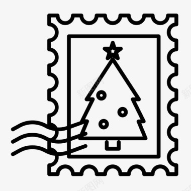 圣诞邮票信树图标图标