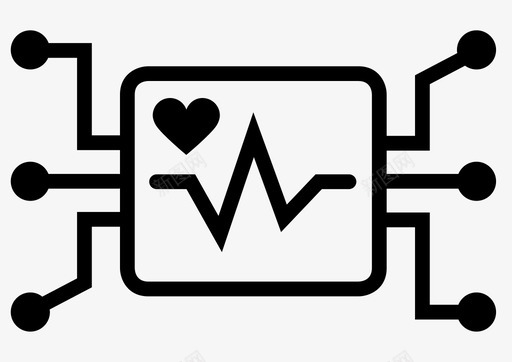 人工智能与健康心脏监护仪医疗诊断图标图标