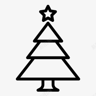 圣诞树假日星星图标图标