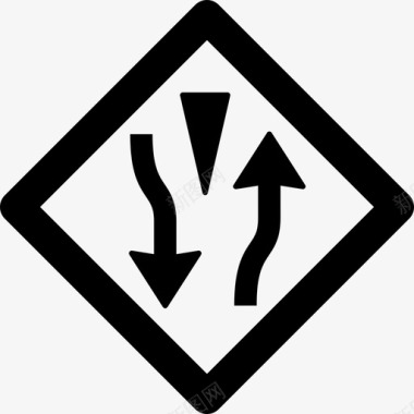 前方道路加宽标志箭头指示图标图标