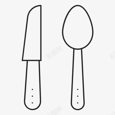 刀和勺餐具图标图标