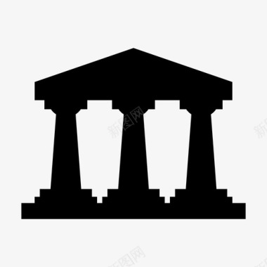 希腊神庙古董圆柱图标图标