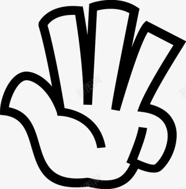 四指手势数字符号图标图标
