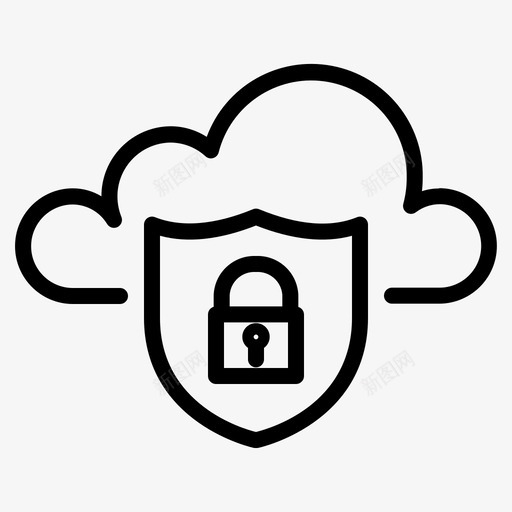 云安全锁保护图标svg_新图网 https://ixintu.com 云安全 保护 屏蔽 数据网络收集 锁