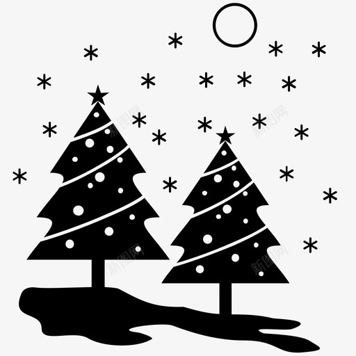 圣诞节圣诞树雪花图标svg_新图网 https://ixintu.com 冬天 圣诞树 圣诞节 雪花