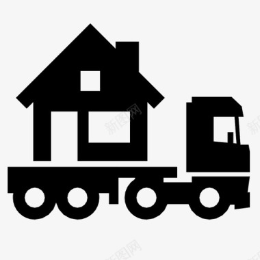 重型运输卡车运输车房屋图标图标