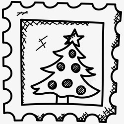 冬季邮票圣诞邮票圣诞礼物标签邮票图标高清图片