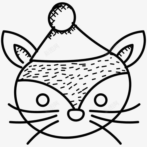 猫脸愤怒的猫动物图标svg_新图网 https://ixintu.com 90个圣诞涂鸦图标 动物 愤怒的猫 猫脸