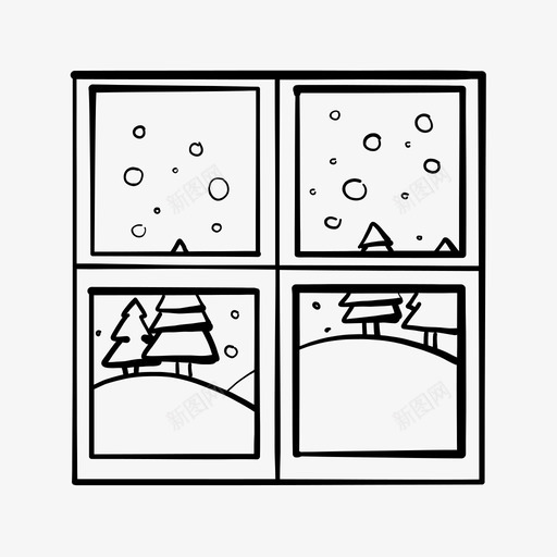 窗户季节雪图标svg_新图网 https://ixintu.com 冬天 圣诞节 季节 窗户 降雪 雪 风景