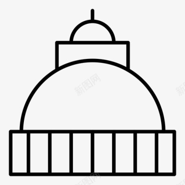 清真寺建筑房地产线1套图标图标