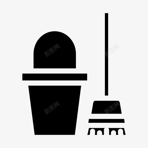 家用清洁工具垃圾箱扫帚图标svg_新图网 https://ixintu.com 垃圾箱 家用清洁工具 扫帚