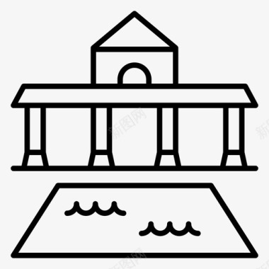 罗马浴建筑图标图标