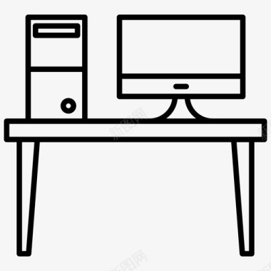 书桌电脑办公室图标图标