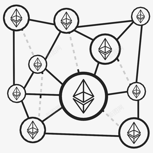 以太坊区块链硬币图标svg_新图网 https://ixintu.com 以太坊 加密货币 区块链 硬币 货币