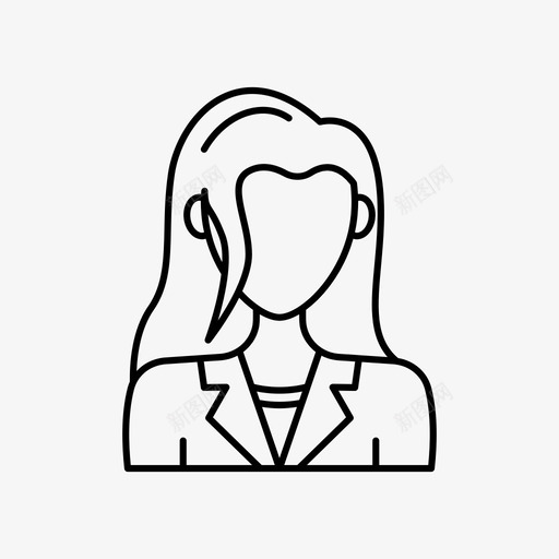 长发头像女图标svg_新图网 https://ixintu.com 头像 头像女 套装 女 长发