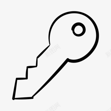 手绘钥匙锁定安全图标图标