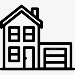 线型房子带车库的房子线性建筑物直线型图标高清图片