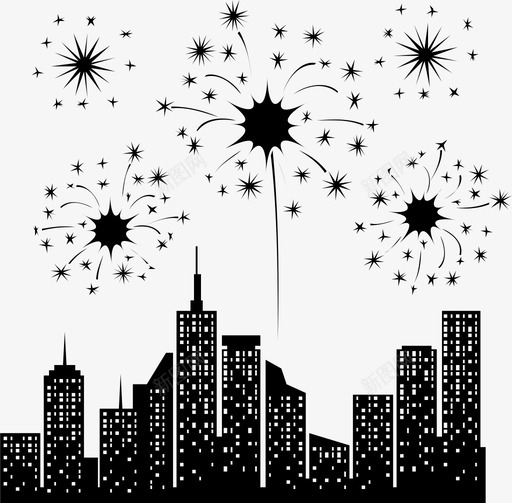 烟花庆祝城市图标svg_新图网 https://ixintu.com 城市 天际线 庆祝 新年快乐 烟花