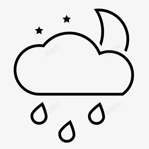 下雨晚上雨夜图标svg_新图网 https://ixintu.com 下雨 天气 晚上 雨夜