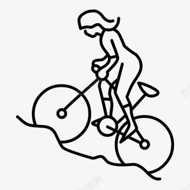 山地自行车自行车女人图标图标