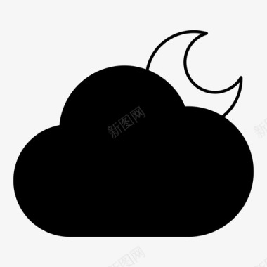 多云的夜晚云天气图标图标