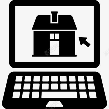 在线房屋搜索房屋所有权笔记本电脑图标图标