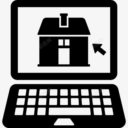 在线房屋搜索房屋所有权笔记本电脑图标svg_新图网 https://ixintu.com 在线房产 在线房产选择 在线房屋搜索 在线抵押 房地产字形概念图标 房屋所有权 笔记本电脑