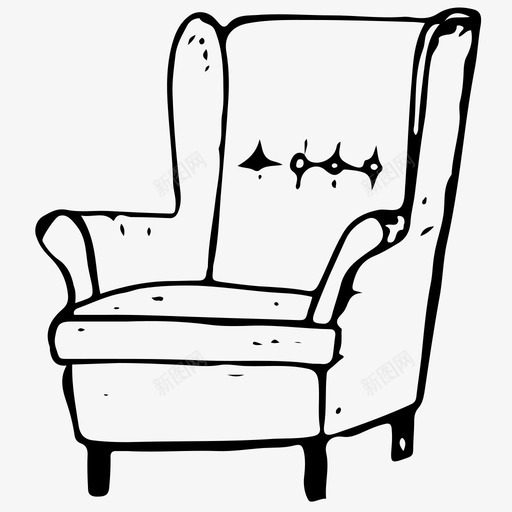 扶手椅软垫家具素描图标svg_新图网 https://ixintu.com 扶手椅 素描 素描图标 软垫家具