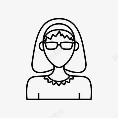 戴眼镜的女人化身发带图标图标