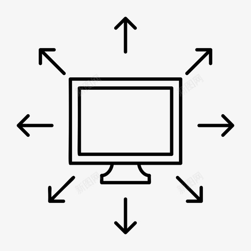 lcd显示器屏幕图标svg_新图网 https://ixintu.com lcd 屏幕 技术 显示器 网络和搜索引擎优化线图标