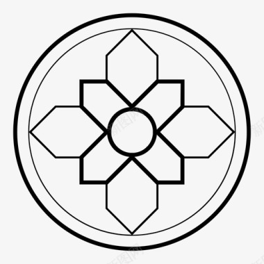 花门锁佛教花卉图标图标