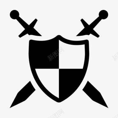 盾和剑防御骑士图标图标