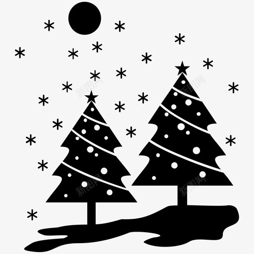 圣诞节圣诞树雪花图标svg_新图网 https://ixintu.com 冬天 圣诞树 圣诞节 雪花