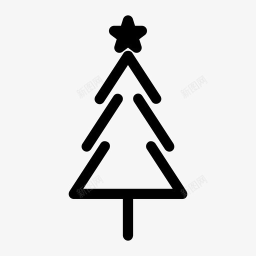 圣诞树松树星星图标svg_新图网 https://ixintu.com 圣诞树 星星 松树