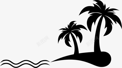 椰树椰子树海滩图标svg_新图网 https://ixintu.com 岛 棕榈树 椰子树 椰树 海浪 海滩