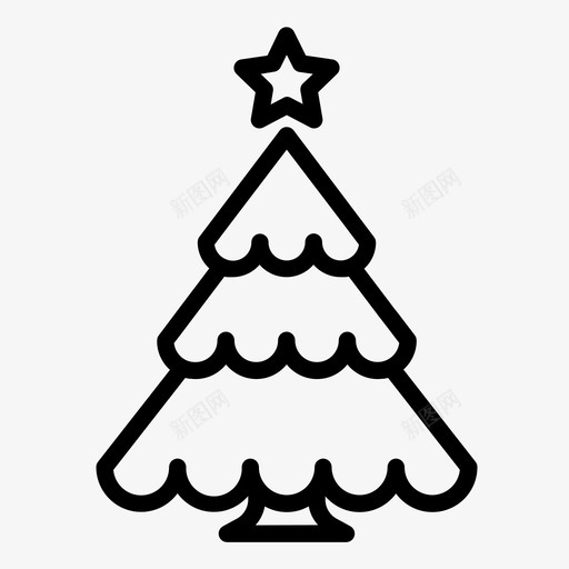 圣诞树假日星星图标svg_新图网 https://ixintu.com 假日 圣诞图标 圣诞树 星星