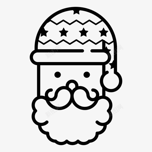 圣诞老人胡子礼物图标svg_新图网 https://ixintu.com 圣诞老人 帽子 星星 白色 礼物 胡子