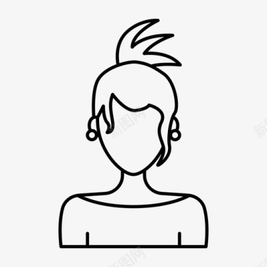 戴耳环的女孩化身发型图标图标