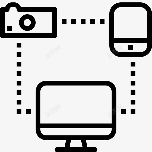 连接照相机计算机图标svg_新图网 https://ixintu.com 摄影 照相机 电话 计算机 设备 连接